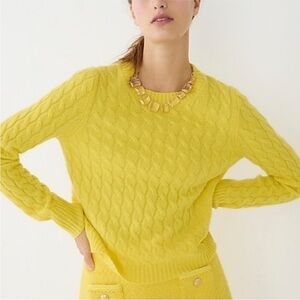 J. Crew Perfect Cashmere Cable-knit Sweater Yellow XXS